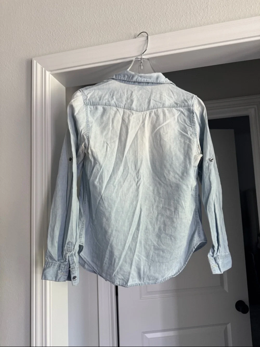 Light Blue Chambray Denim Shirt - Casual Button-Up - Picture 4 of 7